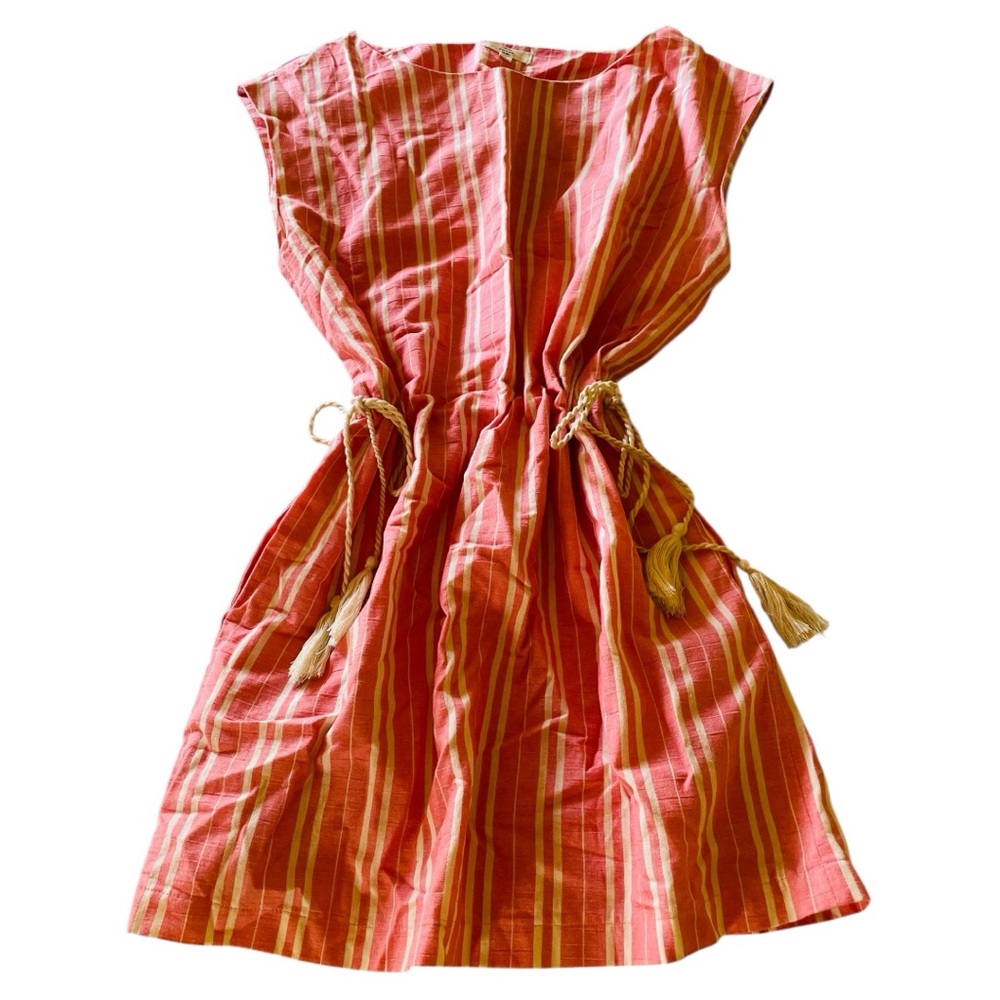 3/$18 Entro Dress Women’s Large Pink White Stripes Rope Drawstrings on side